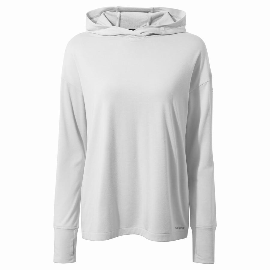 T Shirts Craghoppers Serrow Encapuchonné Long Sleeved Femme Argent | IIW7798HE
