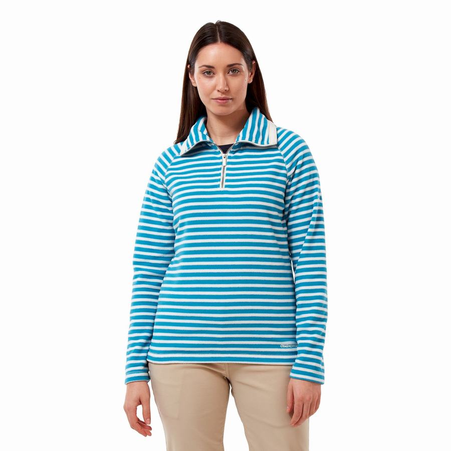 Chandails Craghoppers Natalia Half Zip Femme Bleu Marine Bleu Stripes | WEC8119YB
