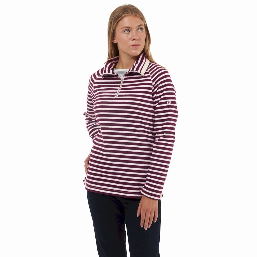 Chandails Craghoppers Natalia Half Zip Femme Violette Stripes | YEI9991KE