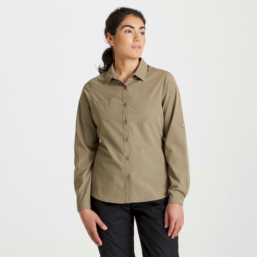 Chemises Craghoppers Expert Kiwi Long Sleeved Femme Kaki | DIS8398VS