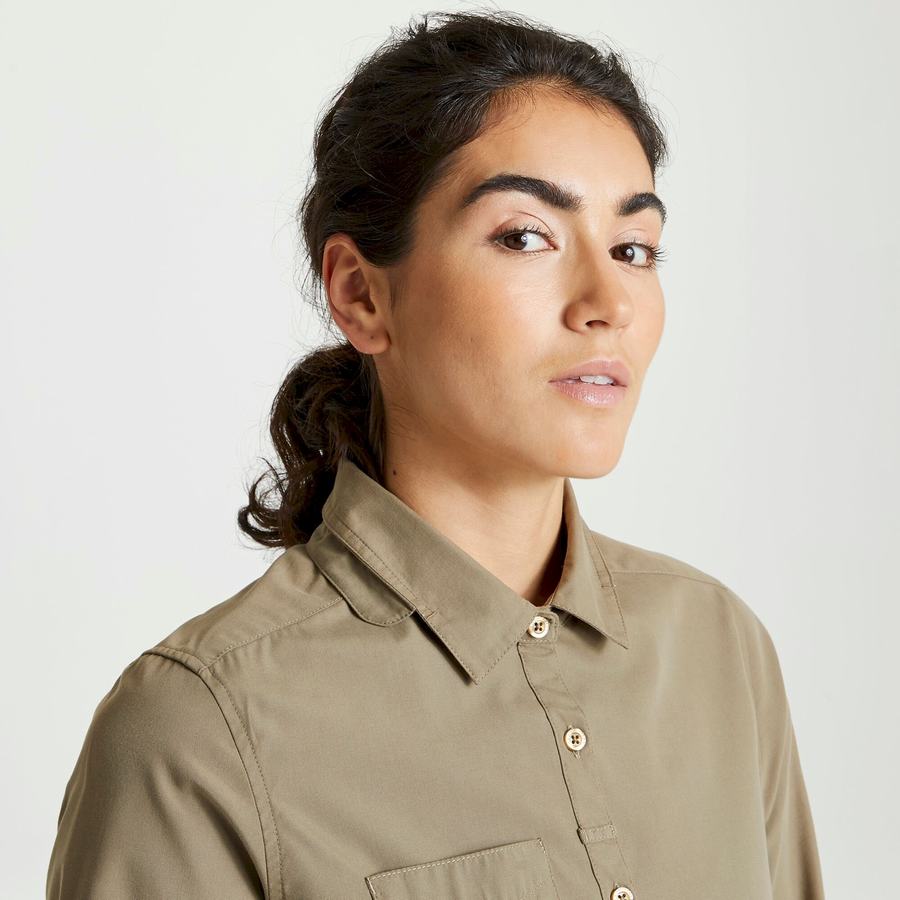 Chemises Craghoppers Expert Kiwi Long Sleeved Femme Kaki | DIS8398VS