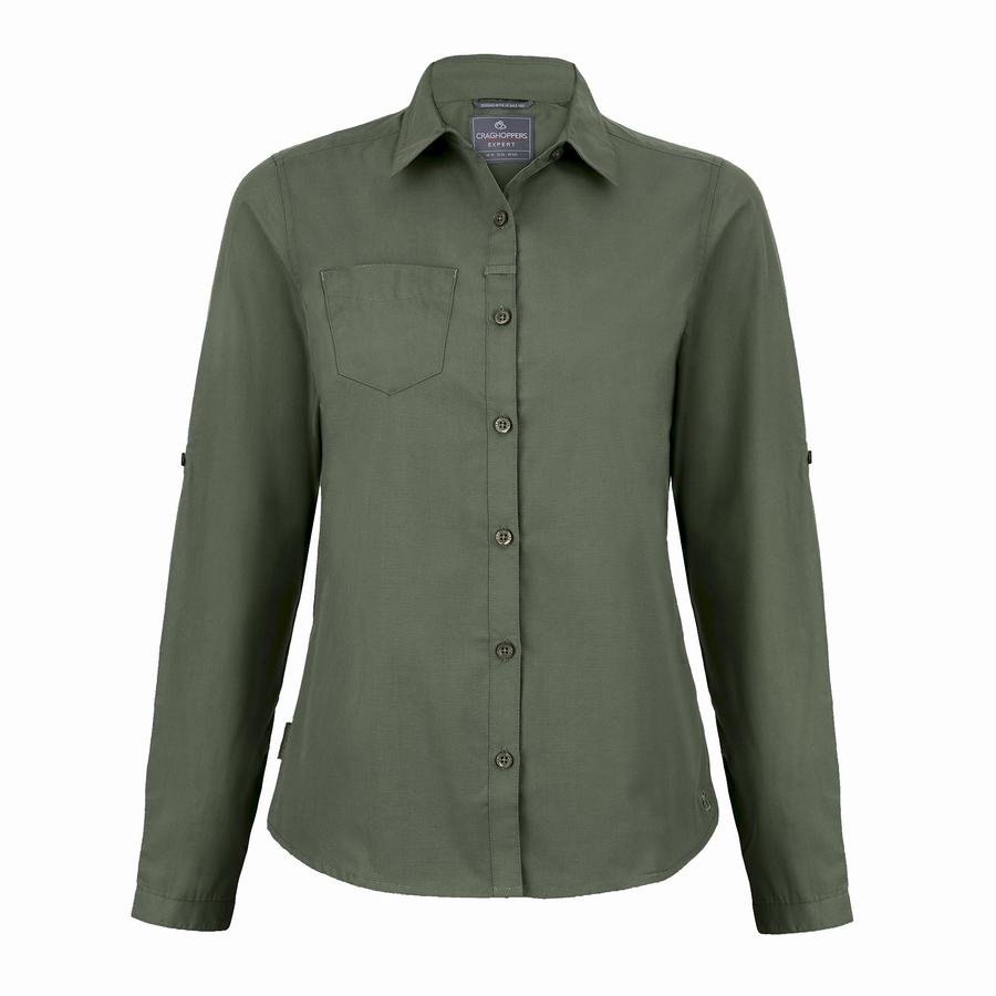 Chemises Craghoppers Expert Kiwi Long Sleeved Femme Vert Foncé | TZE4644QR