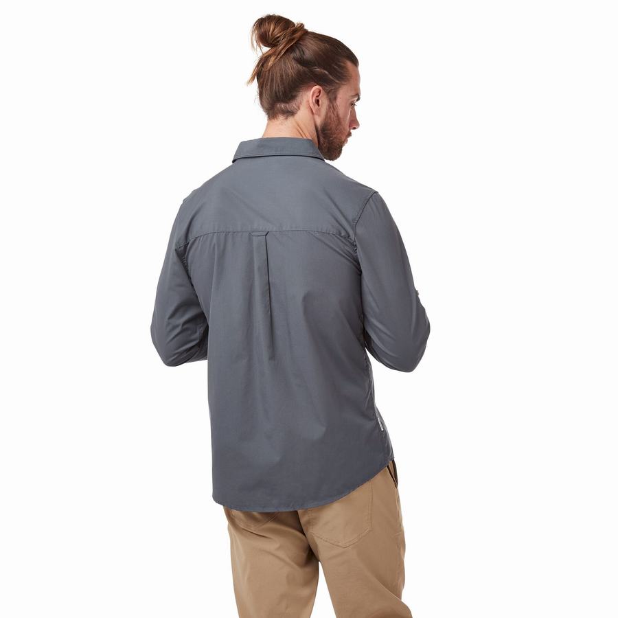 Chemises Craghoppers Kiwi Boulder Long Sleeved Homme Bleu | EFA8547GR