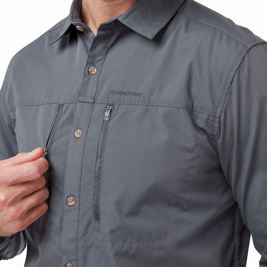 Chemises Craghoppers Kiwi Boulder Long Sleeved Homme Bleu | EFA8547GR
