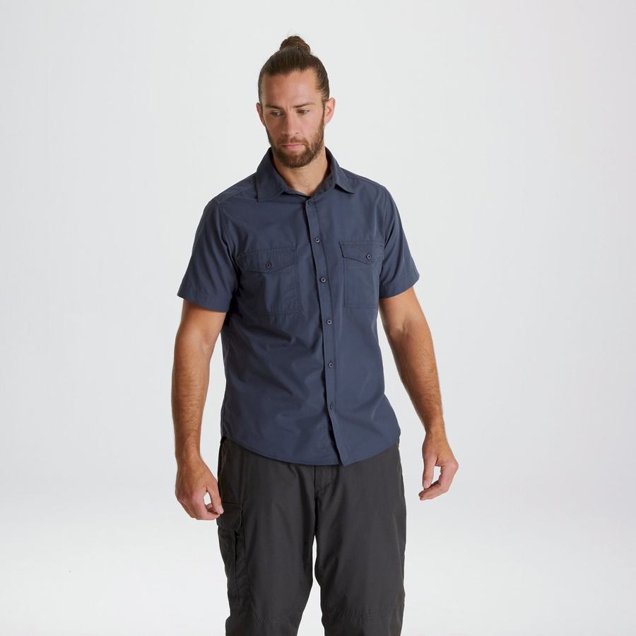 Chemises Craghoppers Kiwi Corta Sleeved Homme Bleu | XCF2715UY