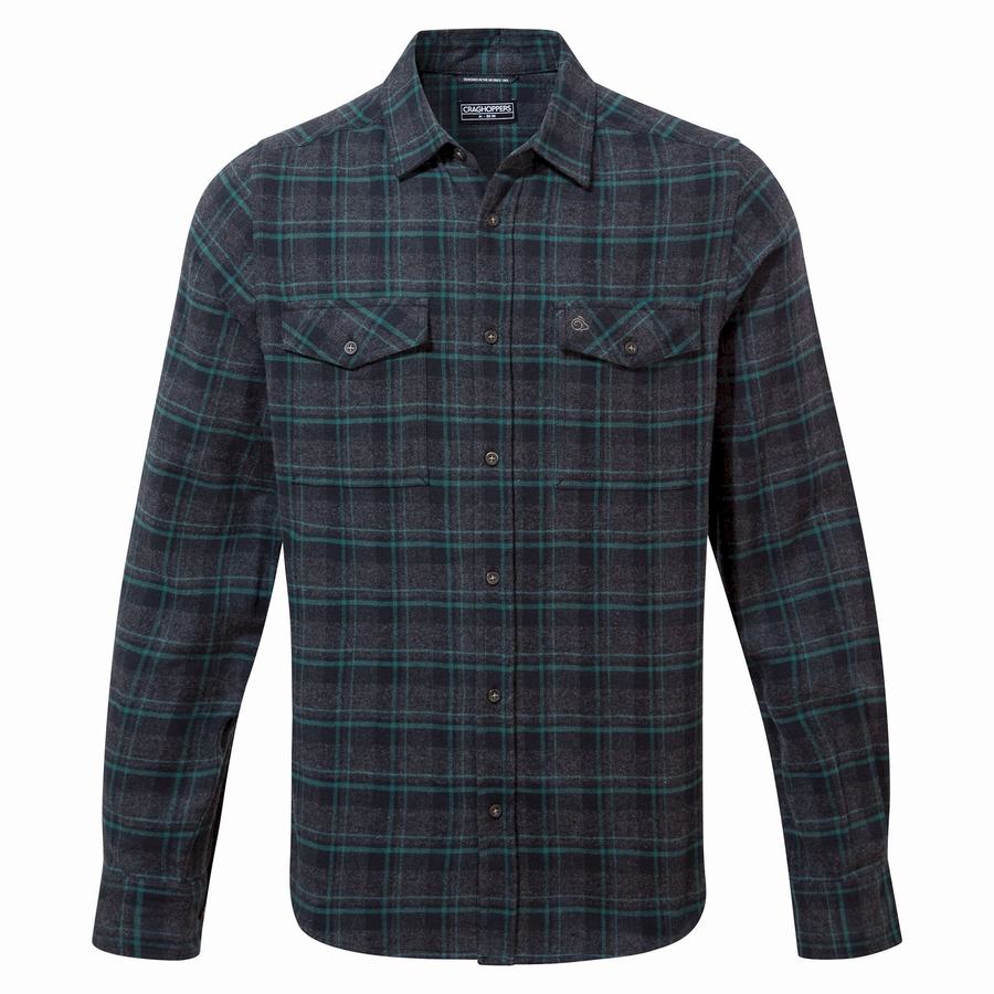 Chemises Craghoppers Kiwi IV Long Sleeved Check Homme Noir | DAA579DB