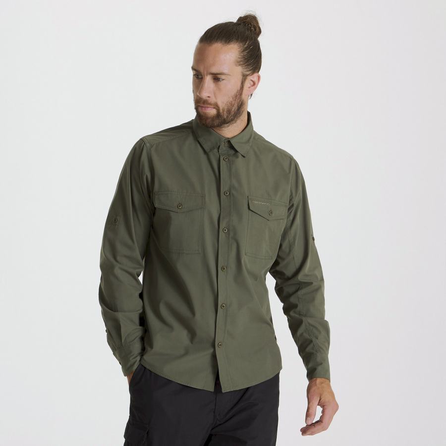 Chemises Craghoppers Kiwi Long Sleeved Homme Vert Foncé | PZD6556GH