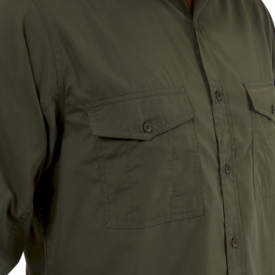 Chemises Craghoppers Kiwi Long Sleeved Homme Vert Foncé | PZD6556GH