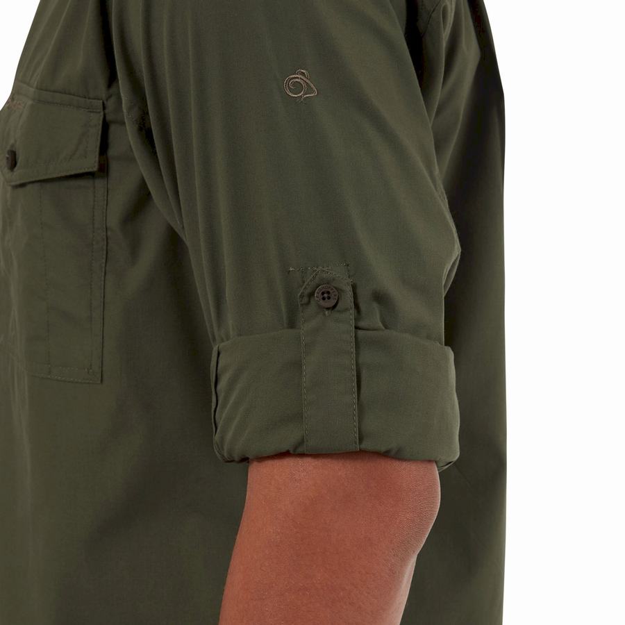Chemises Craghoppers Kiwi Long Sleeved Homme Vert Foncé | PZD6556GH