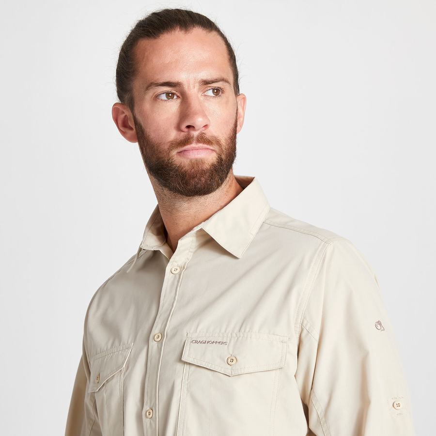 Chemises Craghoppers Kiwi Long Sleeved Homme Beige | SNR3562OI