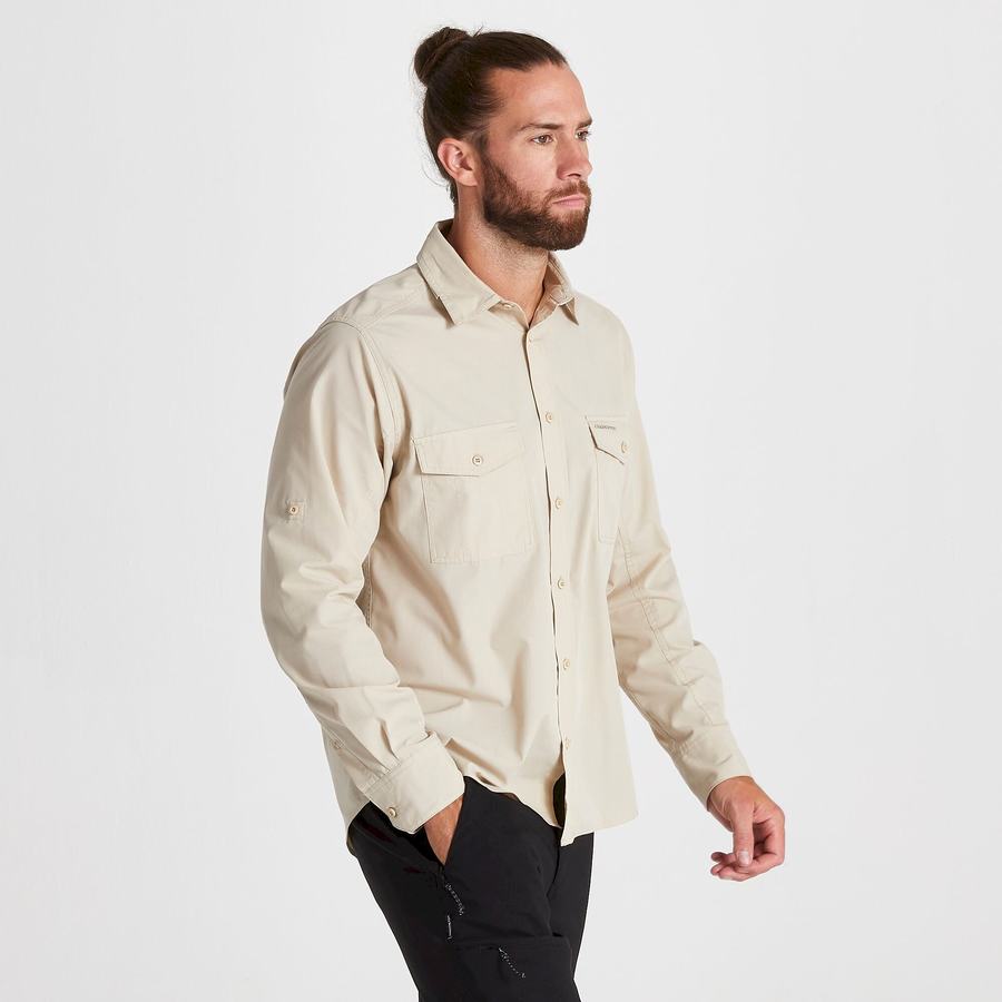 Chemises Craghoppers Kiwi Long Sleeved Homme Beige | SNR3562OI