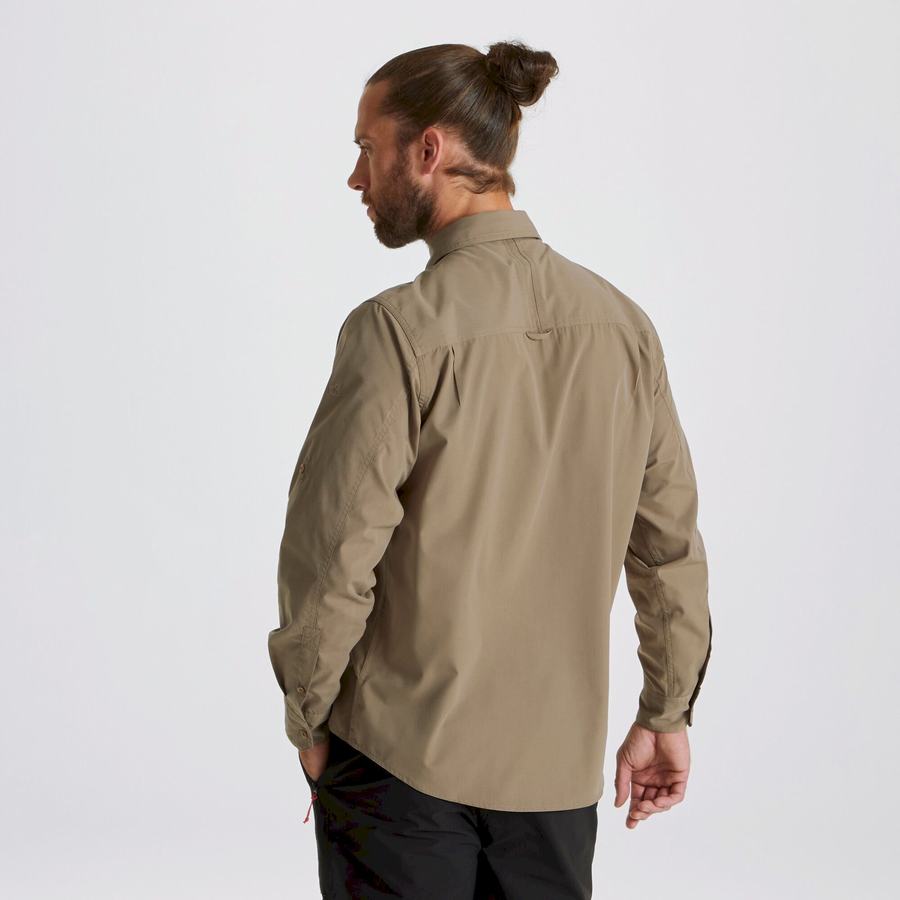 Chemises Craghoppers Kiwi Long Sleeved Homme Kaki Foncé | XYZ9853OY