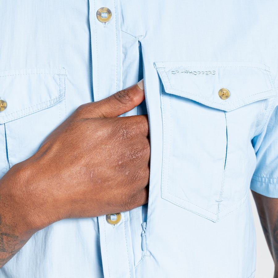 Chemises Craghoppers NosiLife Adventure II Corta Sleeved Homme Bleu | LLW766YK