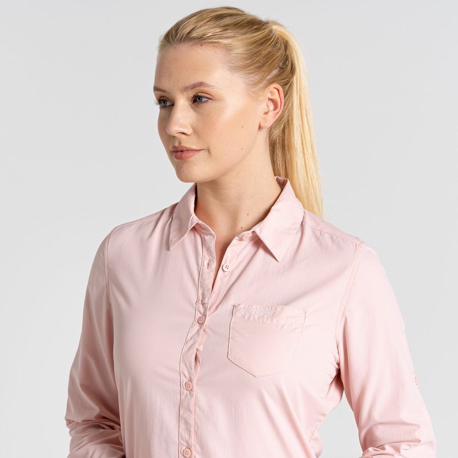 Chemises Craghoppers NosiLife Bardo Long Sleeved Femme Rose | FVG7439UZ