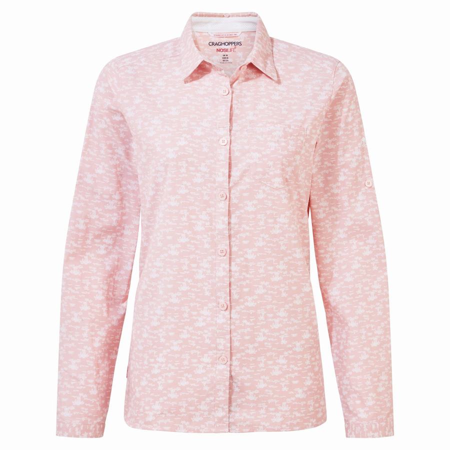 Chemises Craghoppers NosiLife Callo Long Sleeved Femme Rose | KQK8032TP
