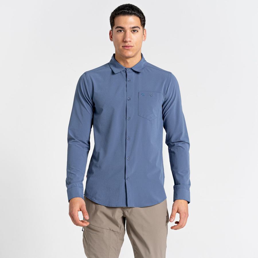 Chemises Craghoppers NosiLife Hedley Long Sleeved Homme Bleu | ZQN9896IB