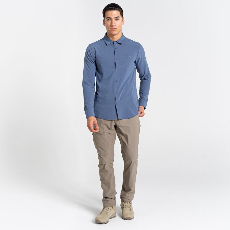 Chemises Craghoppers NosiLife Hedley Long Sleeved Homme Bleu | ZQN9896IB