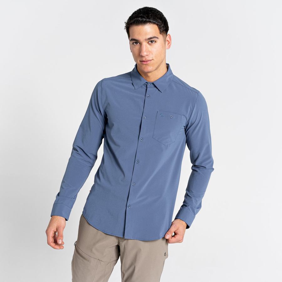 Chemises Craghoppers NosiLife Hedley Long Sleeved Homme Bleu | ZQN9896IB