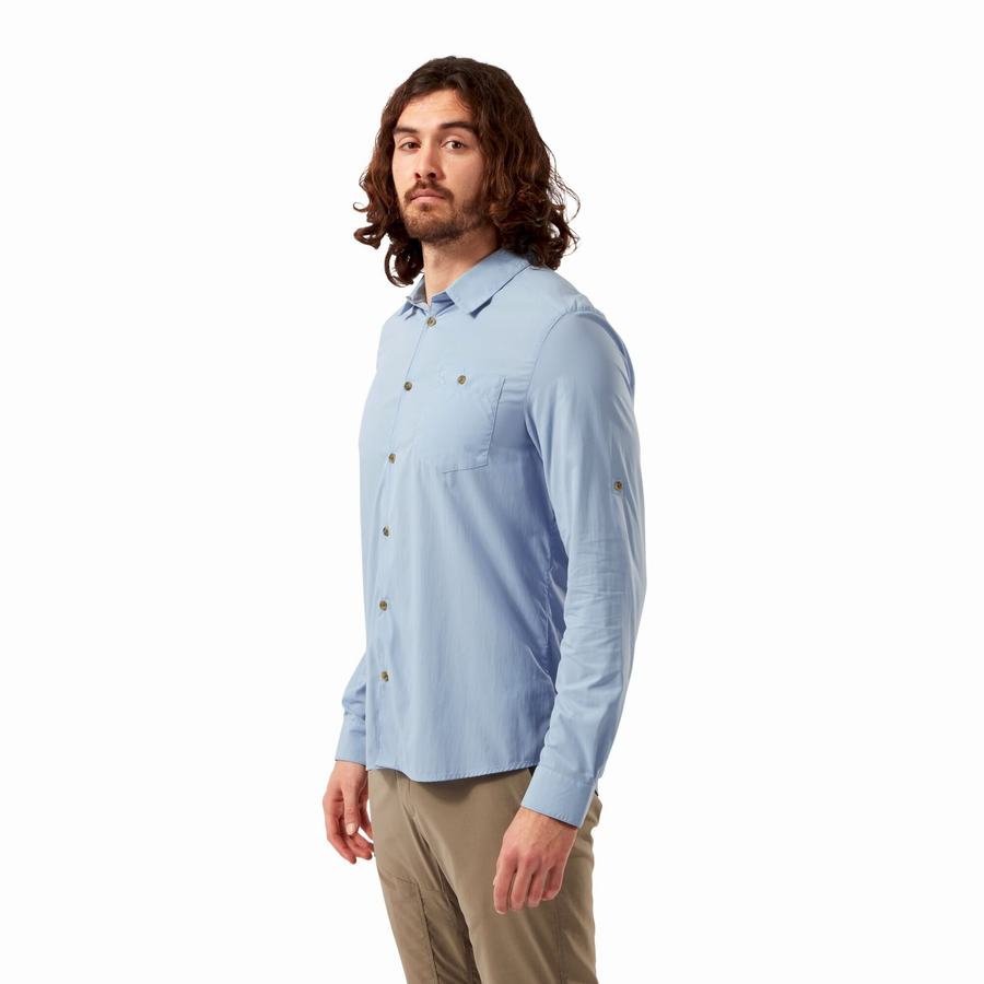 Chemises Craghoppers NosiLife Nuoro Long Sleeved Homme Bleu | VFS1961SU