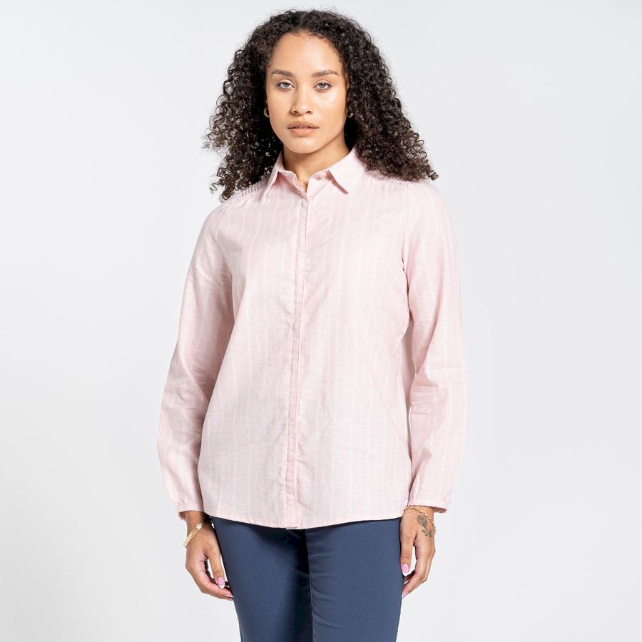 Chemises Craghoppers Nosibotanical Bralio Femme Rose Stripes | YUN9157IL