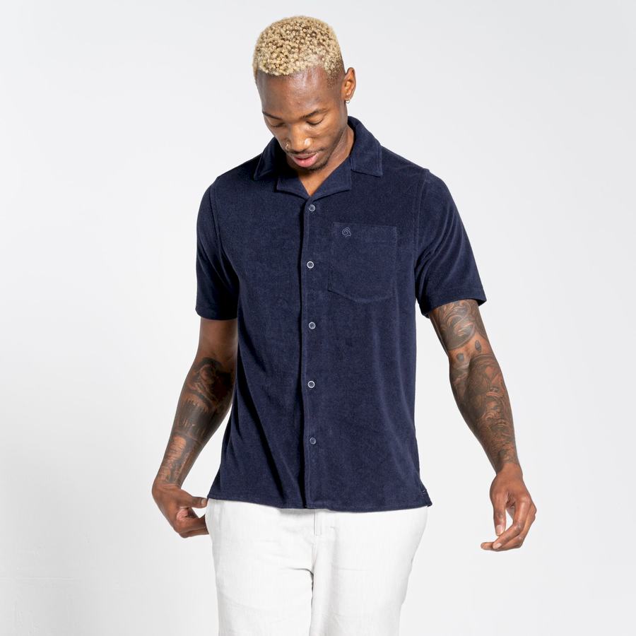 Chemises Craghoppers Nosibotanical Cholla Corta Sleeved Homme Bleu Bleu Marine | ZPI85UA