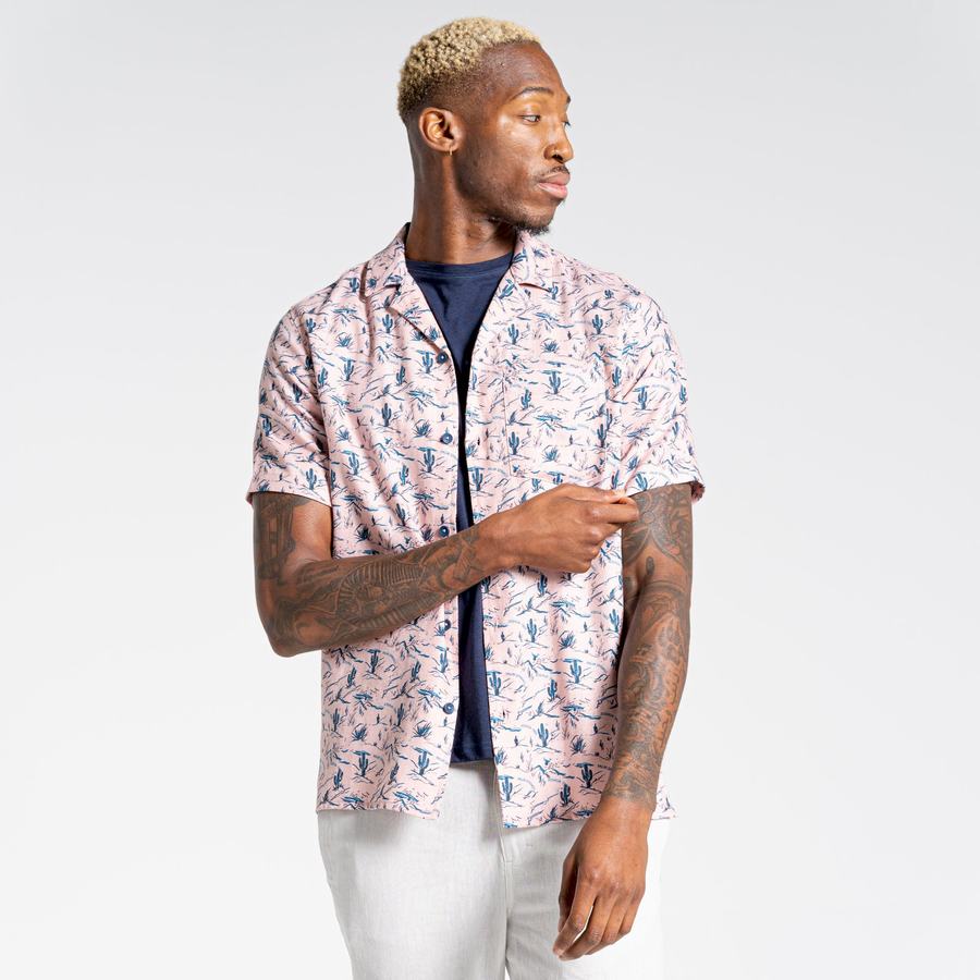 Chemises Craghoppers Nosibotanical Hula Corta Sleeved Homme Rose | IDI8446LI