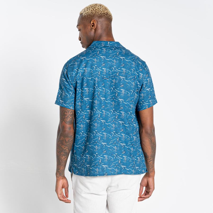 Chemises Craghoppers Nosibotanical Hula Corta Sleeved Homme Bleu Marine Bleu | YUG4680PQ