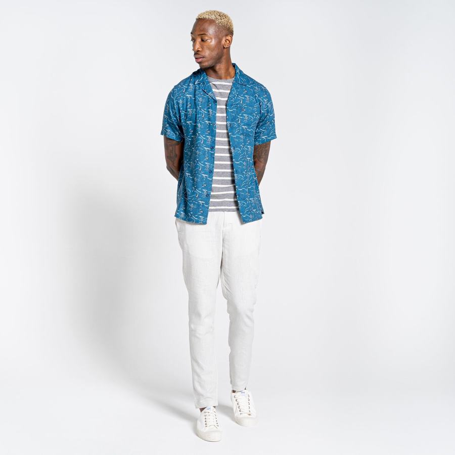 Chemises Craghoppers Nosibotanical Hula Corta Sleeved Homme Bleu Marine Bleu | YUG4680PQ
