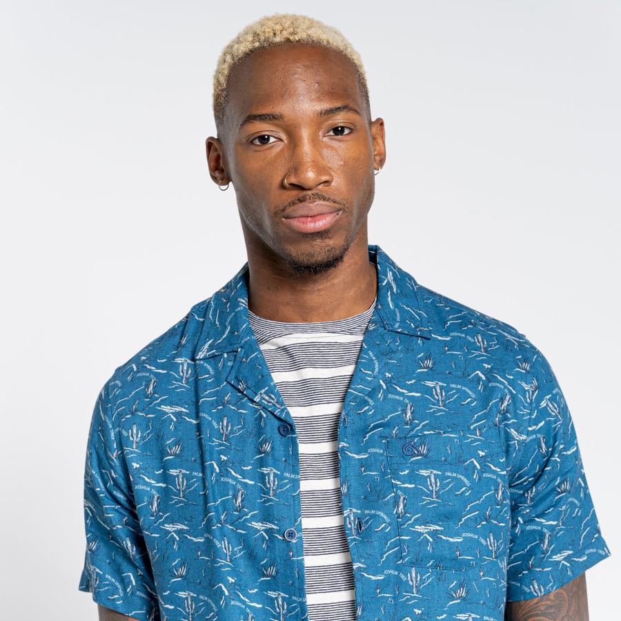 Chemises Craghoppers Nosibotanical Hula Corta Sleeved Homme Bleu Marine Bleu | YUG4680PQ