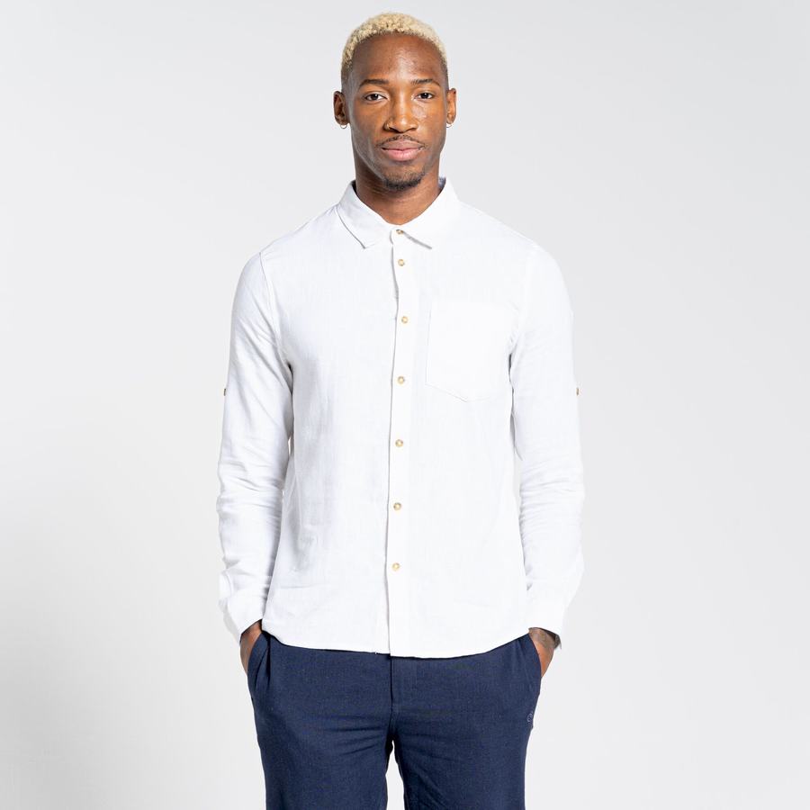 Chemises Craghoppers Nosibotanical Lagarto Long Sleeved Homme Blanche | ERH835EG