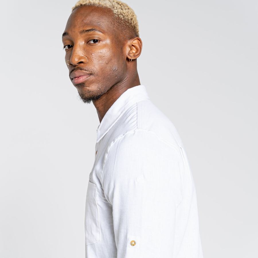 Chemises Craghoppers Nosibotanical Lagarto Long Sleeved Homme Blanche | ERH835EG