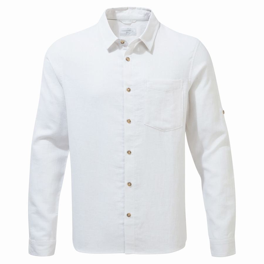 Chemises Craghoppers Nosibotanical Lagarto Long Sleeved Homme Blanche | ERH835EG