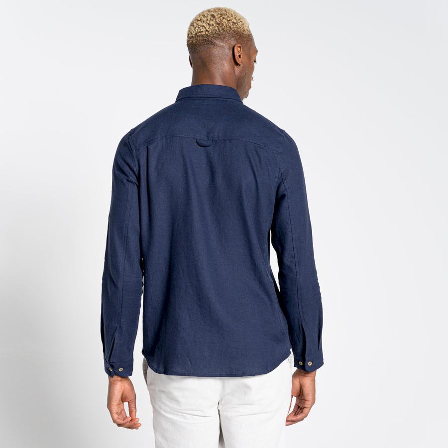 Chemises Craghoppers Nosibotanical Lagarto Long Sleeved Homme Bleu Bleu Marine | PSO1828WJ