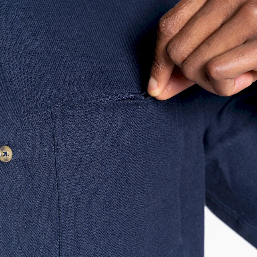 Chemises Craghoppers Nosibotanical Lagarto Long Sleeved Homme Bleu Bleu Marine | PSO1828WJ