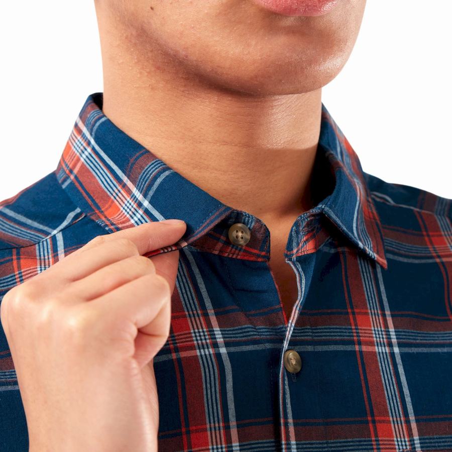 Chemises Craghoppers Rafie Corta Sleeved Check Homme Bleu Marine Bleu | LNG7013TJ
