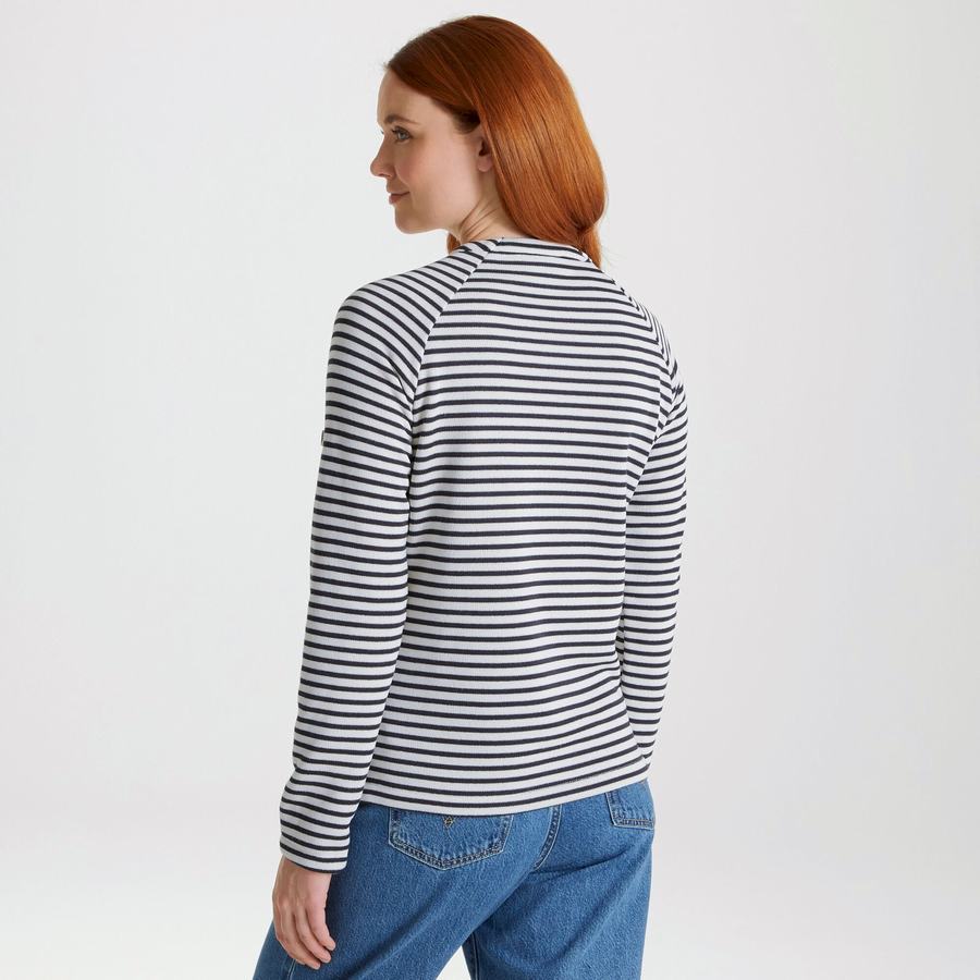 Sweats Craghoppers Neela Crew Neck Femme Bleu Bleu Marine Stripes | SGR3646ES