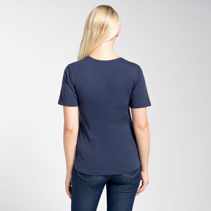T Shirts Craghoppers Ally Corta Sleeved Femme Bleu Bleu Marine | GKT1294IK
