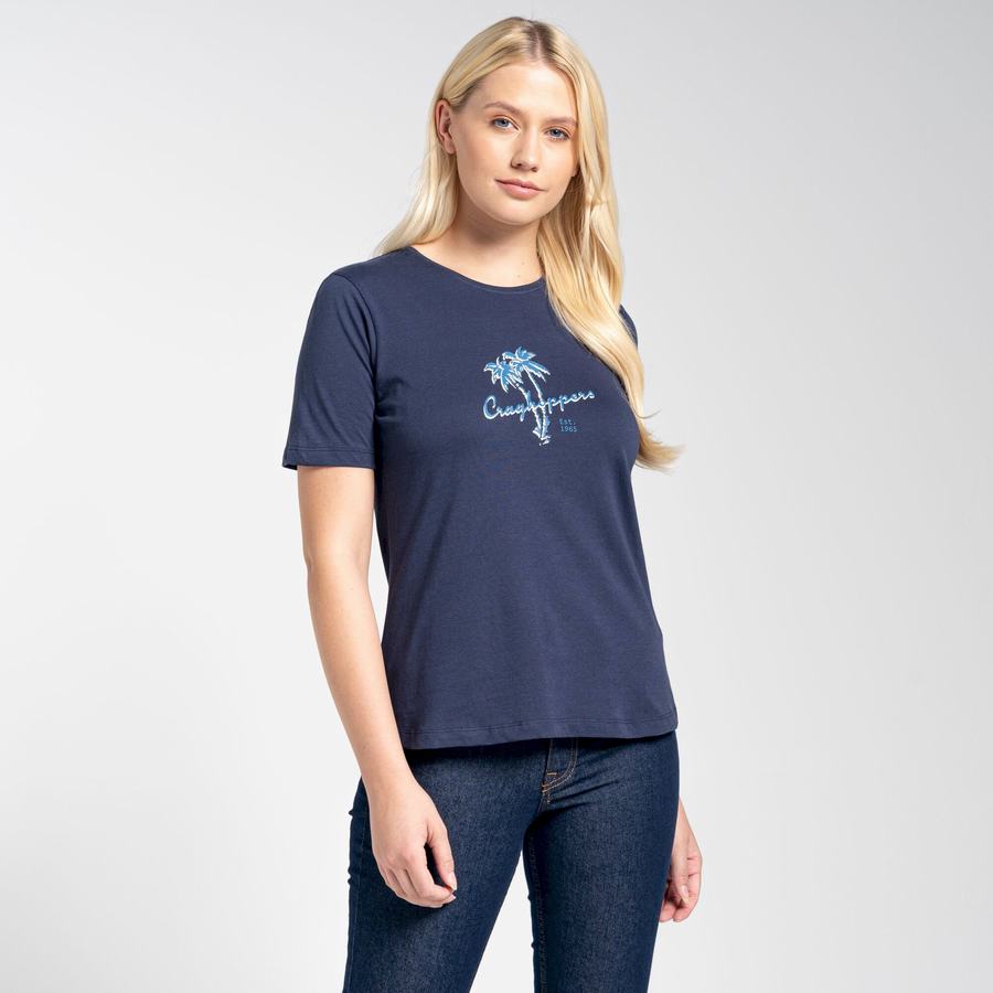 T Shirts Craghoppers Ally Corta Sleeved Femme Bleu Bleu Marine | GKT1294IK