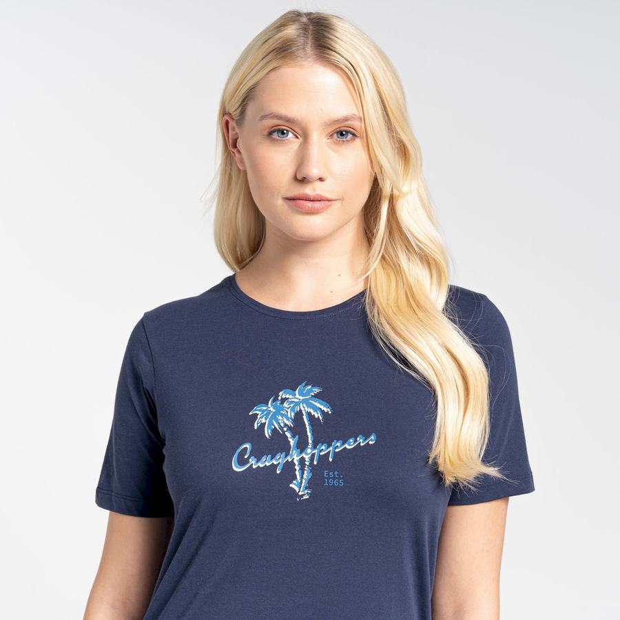 T Shirts Craghoppers Ally Corta Sleeved Femme Bleu Bleu Marine | GKT1294IK