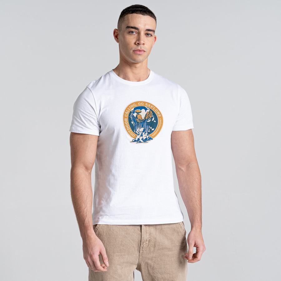 T Shirts Craghoppers Caldo Corta Sleeved Homme Blanche Vert Clair | RTI9879WD