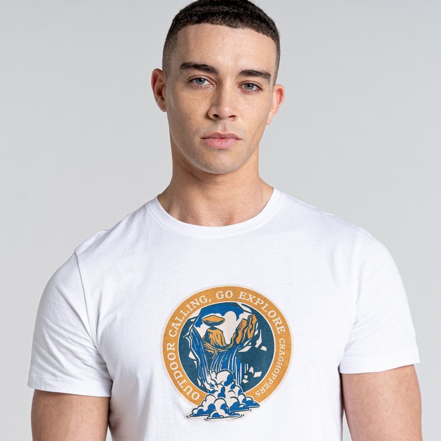 T Shirts Craghoppers Caldo Corta Sleeved Homme Blanche Vert Clair | RTI9879WD