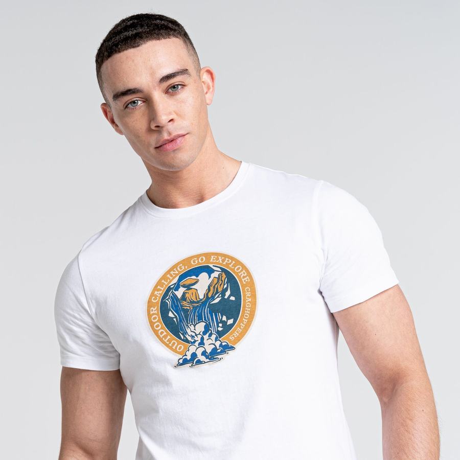 T Shirts Craghoppers Caldo Corta Sleeved Homme Blanche Vert Clair | RTI9879WD