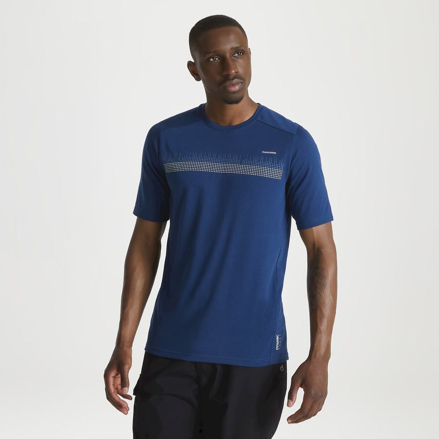 T Shirts Craghoppers Dynamic Corta Sleeved Poseidon Homme Bleu Marine Bleu | LBS7568LE