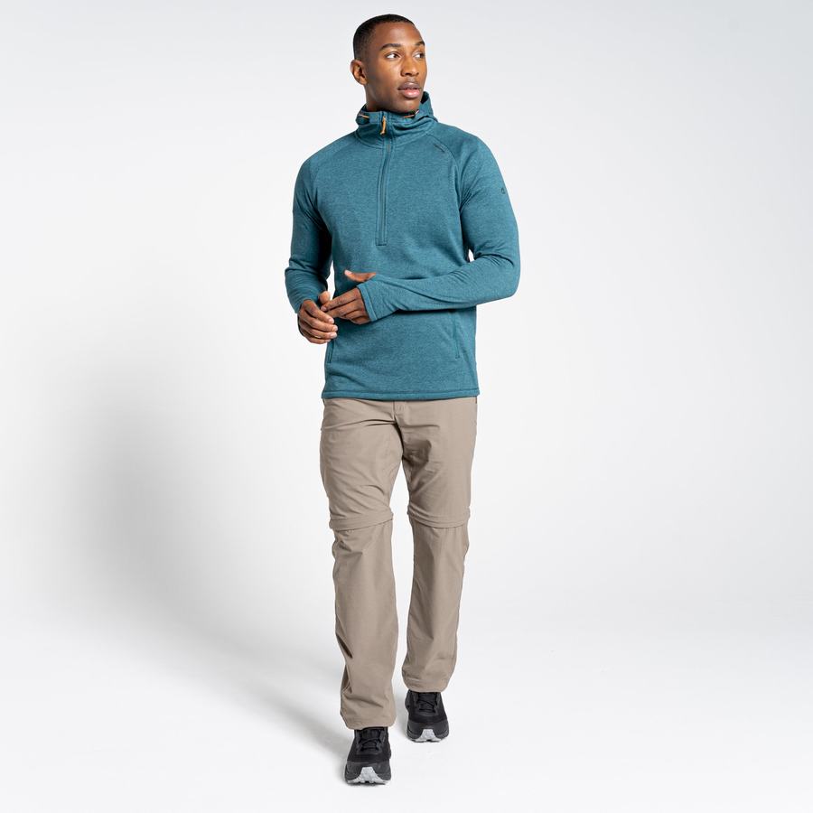 T Shirts Craghoppers Dynamic Encapuchonné Half Zip Top Homme Vert | NCA8531DE