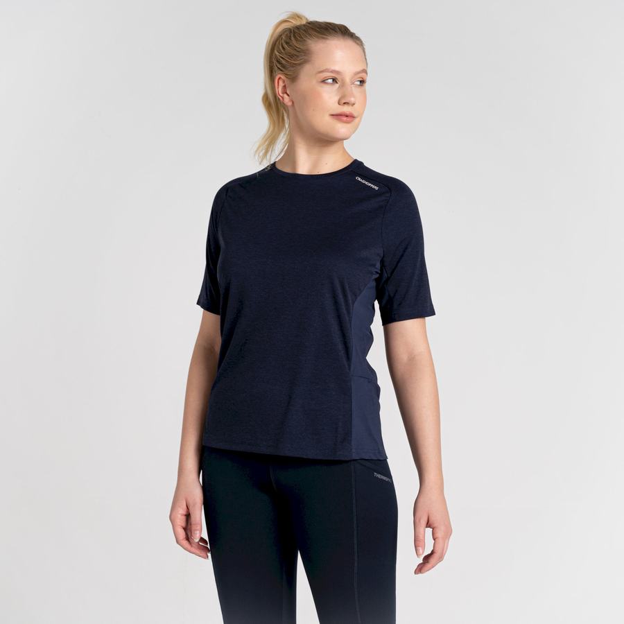 T Shirts Craghoppers Dynamic Pro Corta Sleeve Femme Bleu Bleu Marine | KKN7391YP
