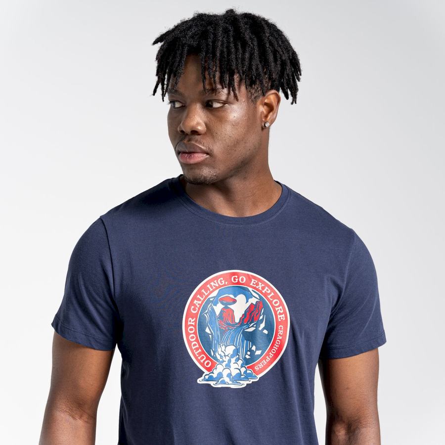 T Shirts Craghoppers Lugo Corta Sleeved Homme Bleu Bleu Marine Vert Clair | ZKU1241UC