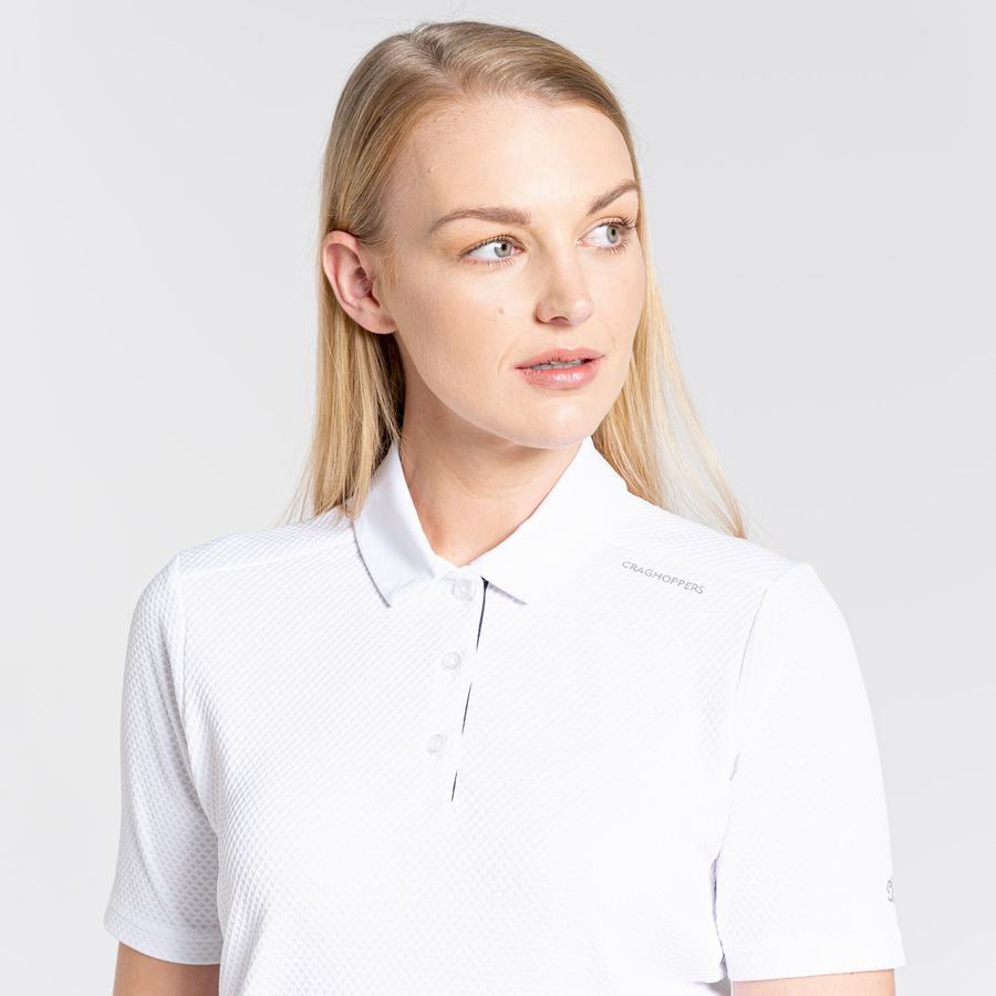 T Shirts Craghoppers NosiLife Corta Sleeved Polo Femme Blanche | YOX9487BS