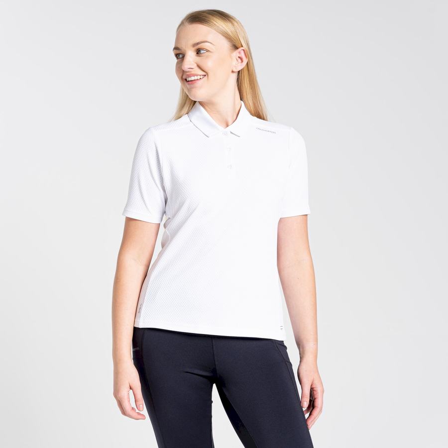 T Shirts Craghoppers NosiLife Corta Sleeved Polo Femme Blanche | YOX9487BS