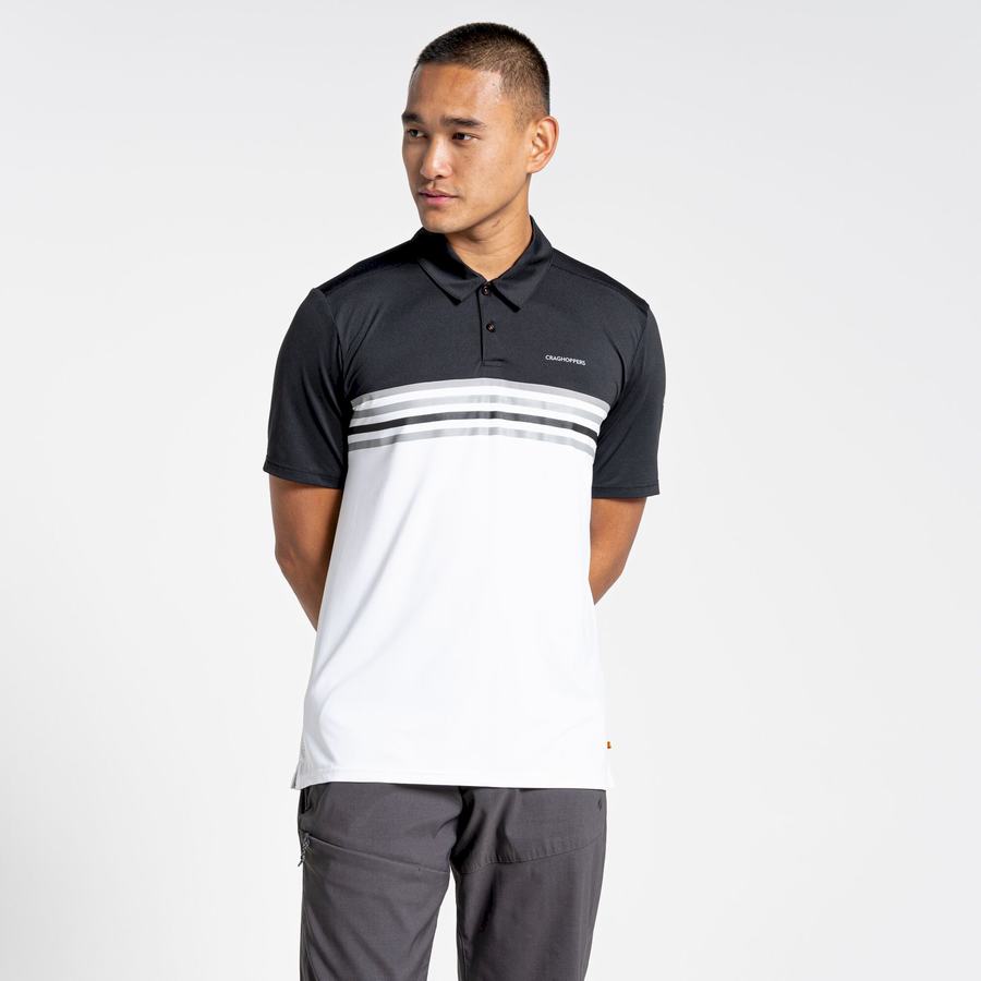 T Shirts Craghoppers NosiLife Pro Corta Sleeved Polo Homme Noir Blanche | QGT6654JR