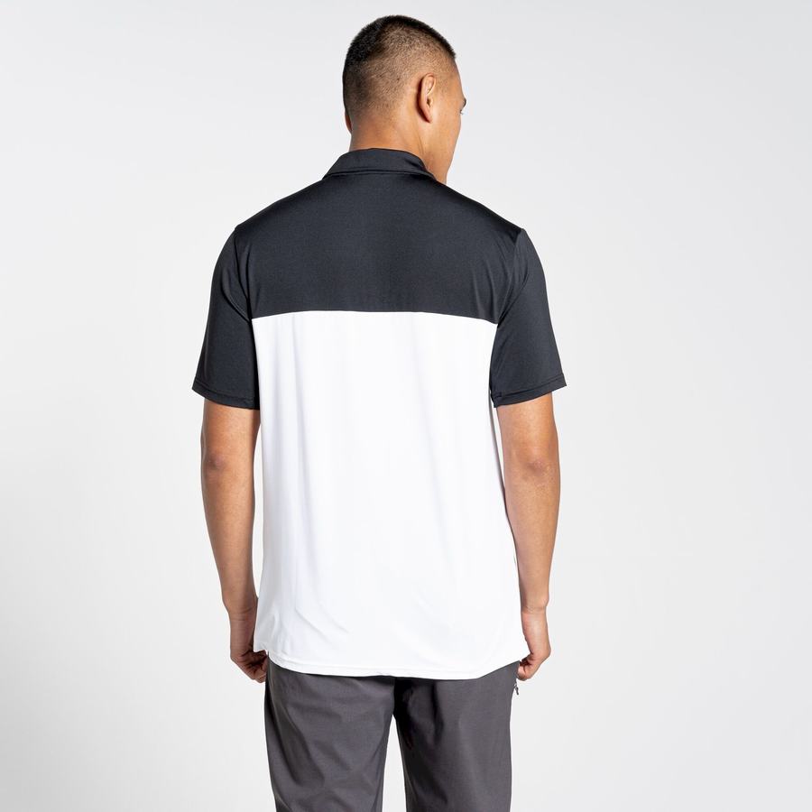 T Shirts Craghoppers NosiLife Pro Corta Sleeved Polo Homme Noir Blanche | QGT6654JR